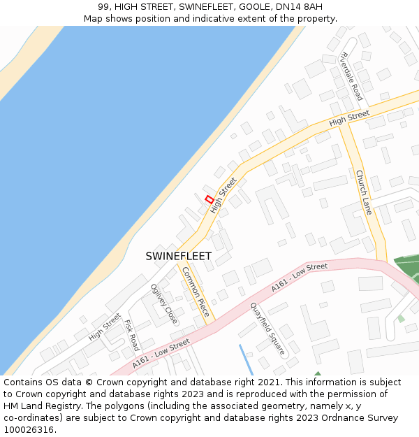 99, HIGH STREET, SWINEFLEET, GOOLE, DN14 8AH: Location map and indicative extent of plot