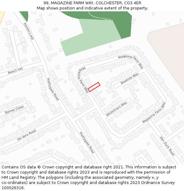 99, MAGAZINE FARM WAY, COLCHESTER, CO3 4ER: Location map and indicative extent of plot