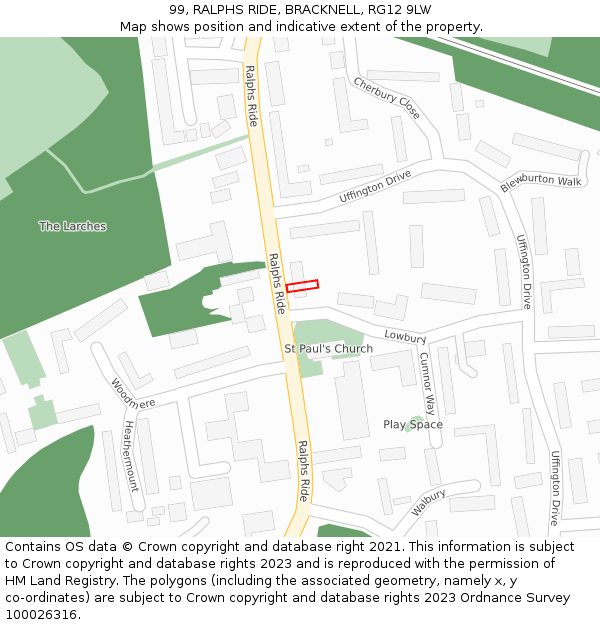 99, RALPHS RIDE, BRACKNELL, RG12 9LW: Location map and indicative extent of plot