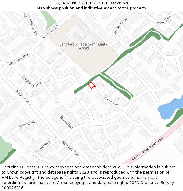 99, RAVENCROFT, BICESTER, OX26 6YE: Location map and indicative extent of plot
