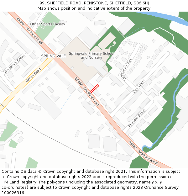 99, SHEFFIELD ROAD, PENISTONE, SHEFFIELD, S36 6HJ: Location map and indicative extent of plot