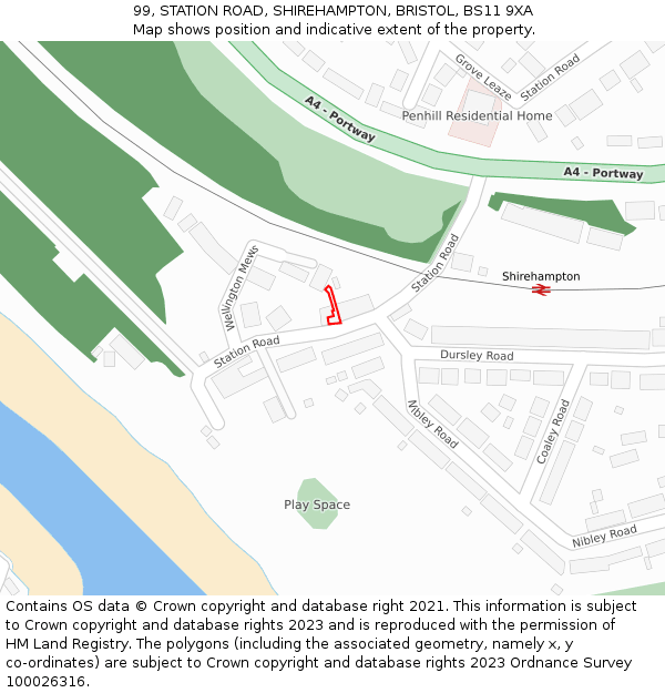 99, STATION ROAD, SHIREHAMPTON, BRISTOL, BS11 9XA: Location map and indicative extent of plot