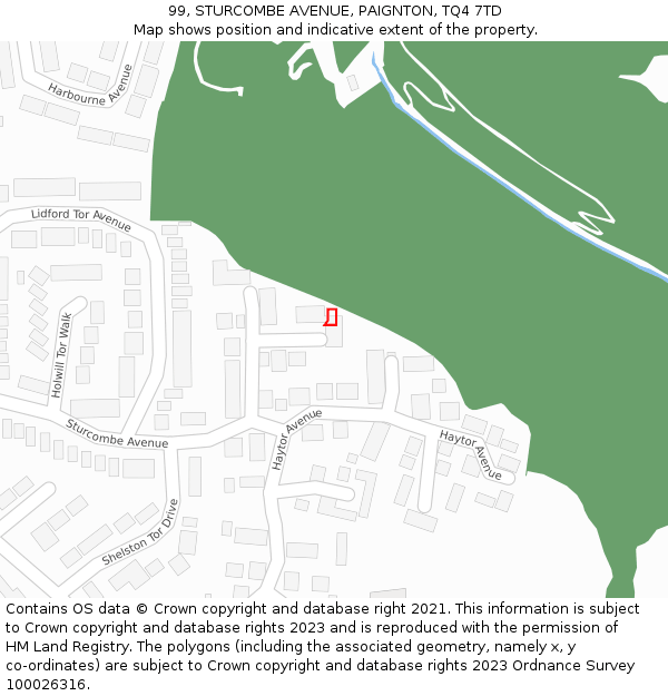 99, STURCOMBE AVENUE, PAIGNTON, TQ4 7TD: Location map and indicative extent of plot