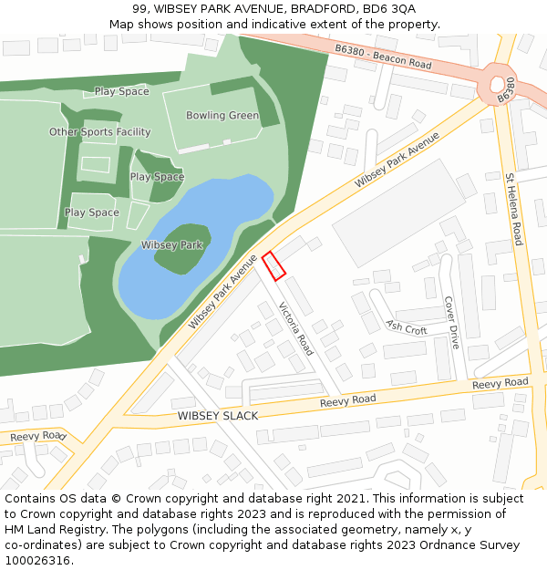 99, WIBSEY PARK AVENUE, BRADFORD, BD6 3QA: Location map and indicative extent of plot