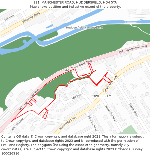 991, MANCHESTER ROAD, HUDDERSFIELD, HD4 5TA: Location map and indicative extent of plot
