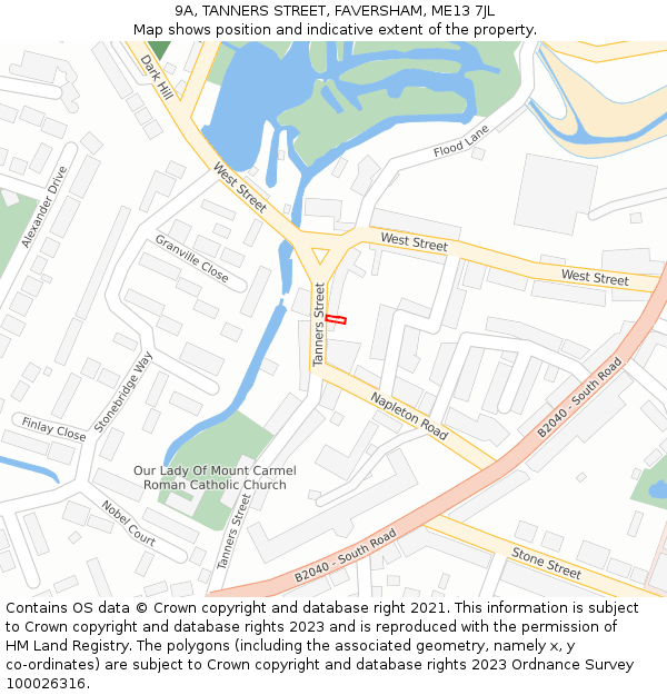 9A, TANNERS STREET, FAVERSHAM, ME13 7JL: Location map and indicative extent of plot
