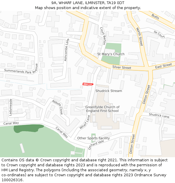 9A, WHARF LANE, ILMINSTER, TA19 0DT: Location map and indicative extent of plot