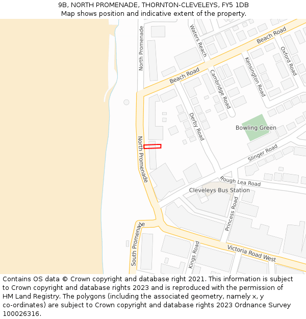 9B, NORTH PROMENADE, THORNTON-CLEVELEYS, FY5 1DB: Location map and indicative extent of plot
