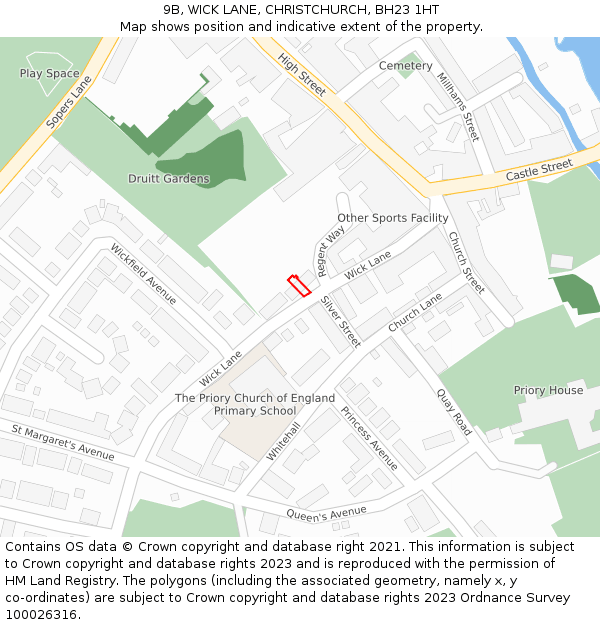 9B, WICK LANE, CHRISTCHURCH, BH23 1HT: Location map and indicative extent of plot