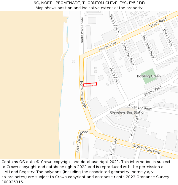 9C, NORTH PROMENADE, THORNTON-CLEVELEYS, FY5 1DB: Location map and indicative extent of plot