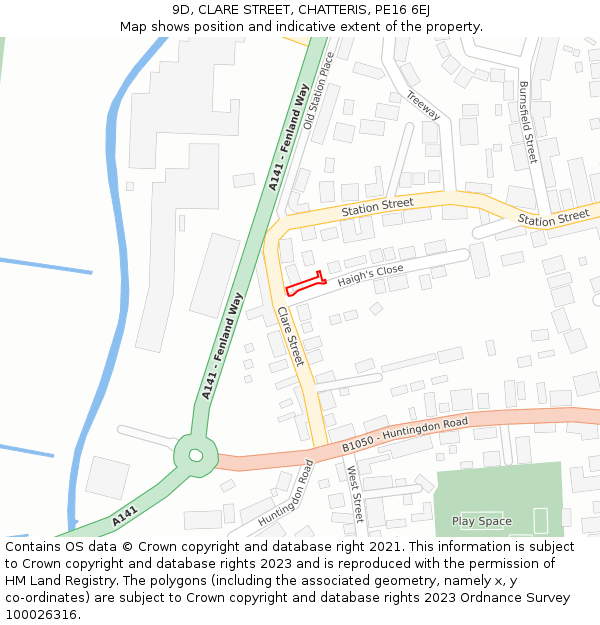 9D, CLARE STREET, CHATTERIS, PE16 6EJ: Location map and indicative extent of plot