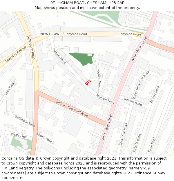 9E, HIGHAM ROAD, CHESHAM, HP5 2AF: Location map and indicative extent of plot