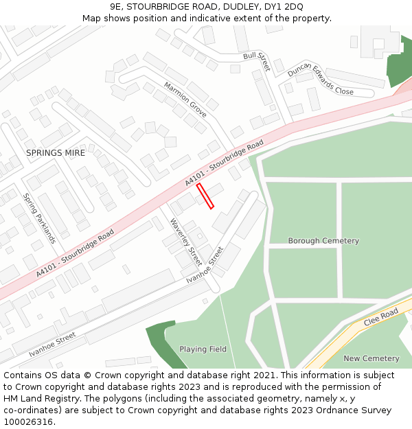 9E, STOURBRIDGE ROAD, DUDLEY, DY1 2DQ: Location map and indicative extent of plot