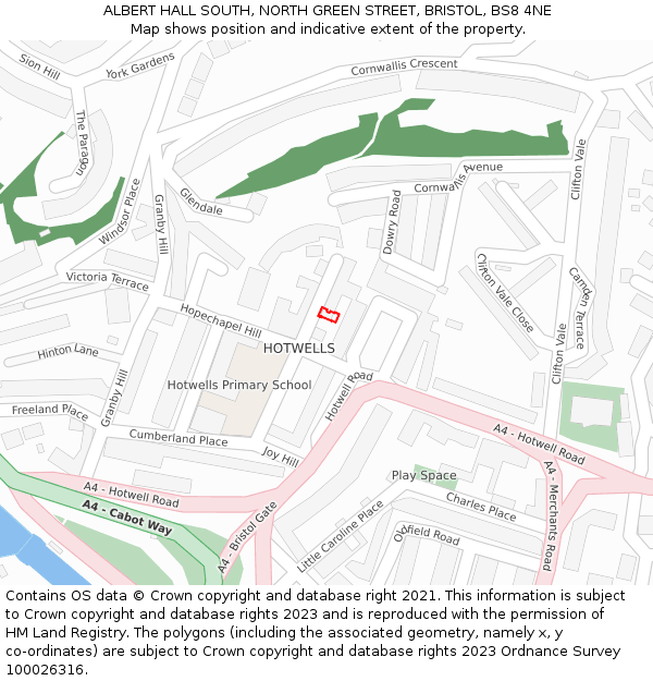ALBERT HALL SOUTH, NORTH GREEN STREET, BRISTOL, BS8 4NE: Location map and indicative extent of plot