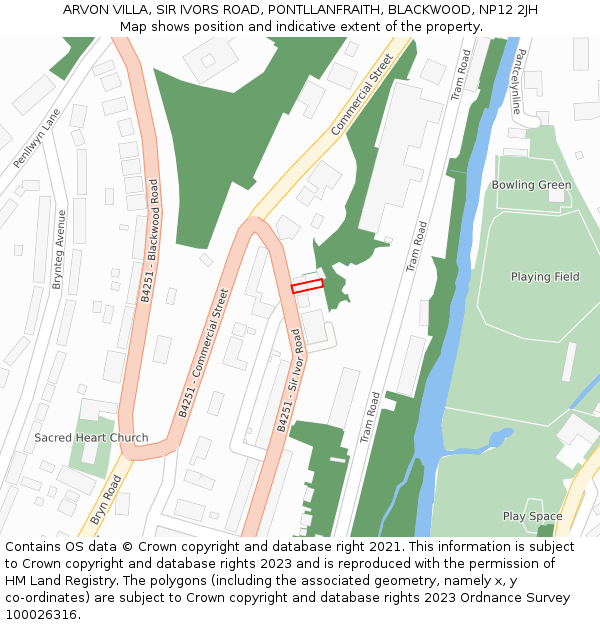 ARVON VILLA, SIR IVORS ROAD, PONTLLANFRAITH, BLACKWOOD, NP12 2JH: Location map and indicative extent of plot