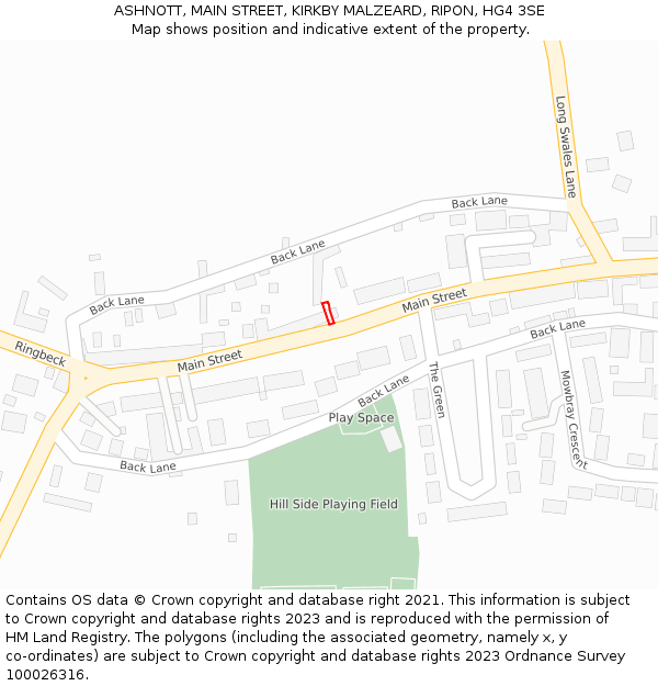 ASHNOTT, MAIN STREET, KIRKBY MALZEARD, RIPON, HG4 3SE: Location map and indicative extent of plot