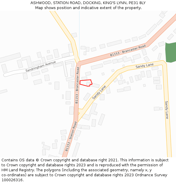 ASHWOOD, STATION ROAD, DOCKING, KING'S LYNN, PE31 8LY: Location map and indicative extent of plot