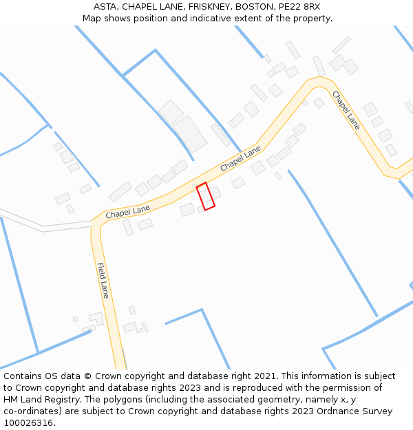 ASTA, CHAPEL LANE, FRISKNEY, BOSTON, PE22 8RX: Location map and indicative extent of plot