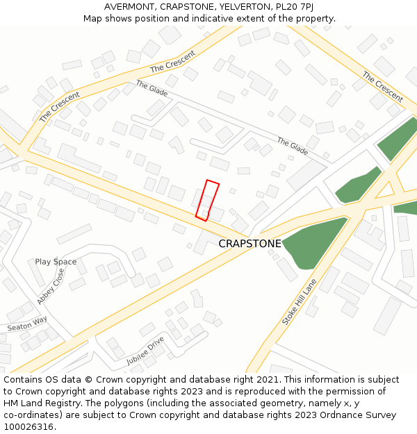 AVERMONT, CRAPSTONE, YELVERTON, PL20 7PJ: Location map and indicative extent of plot