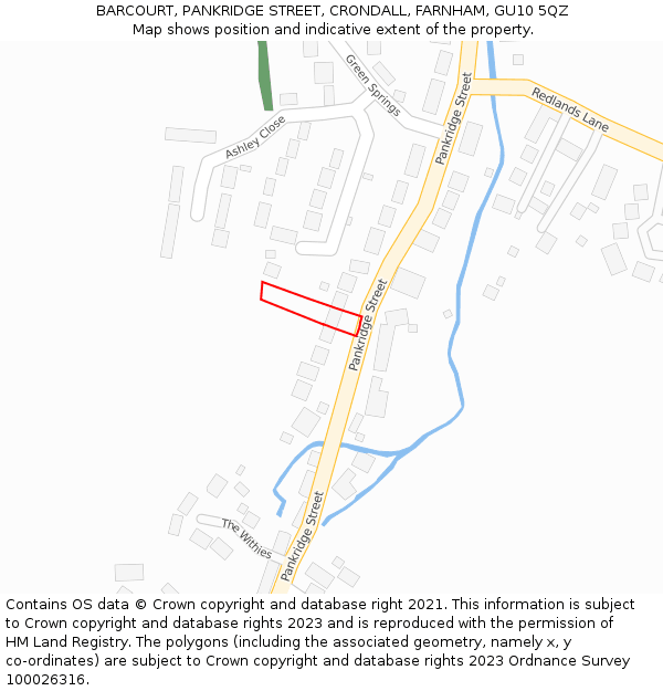 BARCOURT, PANKRIDGE STREET, CRONDALL, FARNHAM, GU10 5QZ: Location map and indicative extent of plot