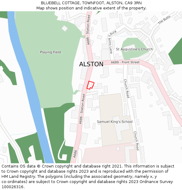 BLUEBELL COTTAGE, TOWNFOOT, ALSTON, CA9 3RN: Location map and indicative extent of plot