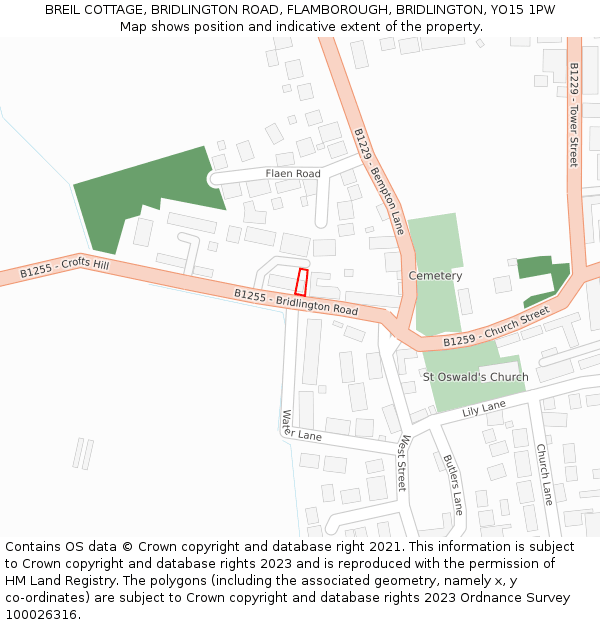 BREIL COTTAGE, BRIDLINGTON ROAD, FLAMBOROUGH, BRIDLINGTON, YO15 1PW: Location map and indicative extent of plot
