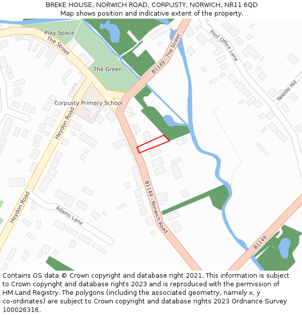 BREKE HOUSE, NORWICH ROAD, CORPUSTY, NORWICH, NR11 6QD: Location map and indicative extent of plot