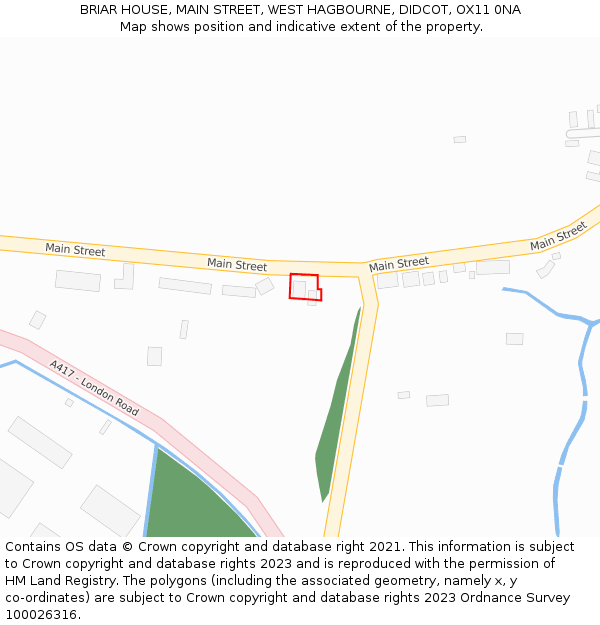 BRIAR HOUSE, MAIN STREET, WEST HAGBOURNE, DIDCOT, OX11 0NA: Location map and indicative extent of plot