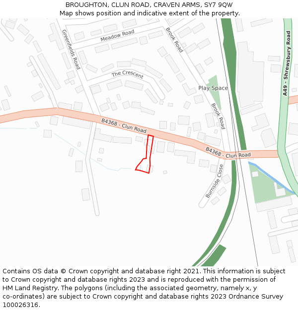 BROUGHTON, CLUN ROAD, CRAVEN ARMS, SY7 9QW: Location map and indicative extent of plot