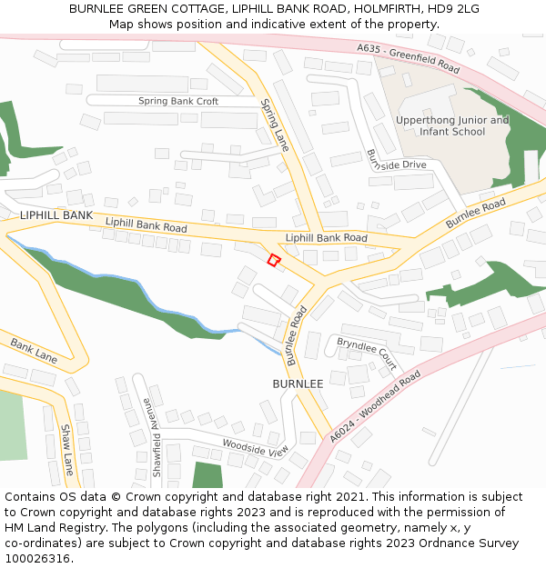 BURNLEE GREEN COTTAGE, LIPHILL BANK ROAD, HOLMFIRTH, HD9 2LG: Location map and indicative extent of plot