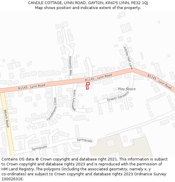 CANDLE COTTAGE, LYNN ROAD, GAYTON, KING'S LYNN, PE32 1QJ: Location map and indicative extent of plot