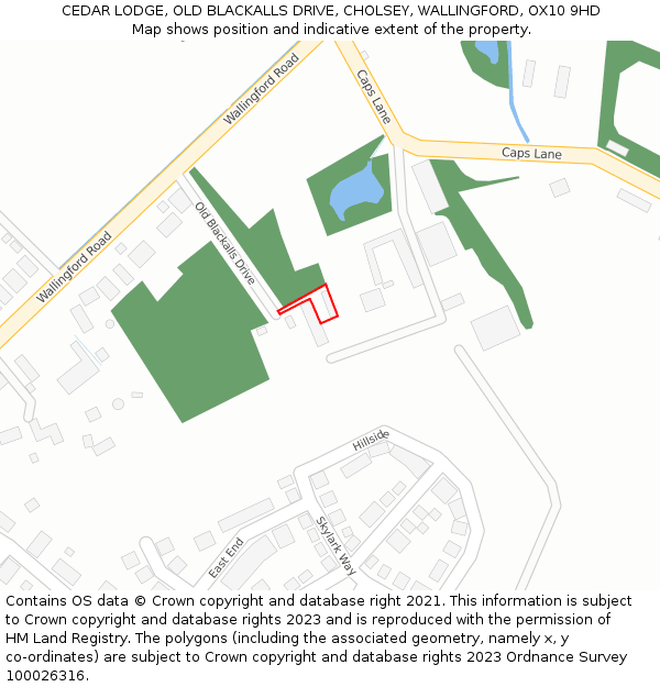 CEDAR LODGE, OLD BLACKALLS DRIVE, CHOLSEY, WALLINGFORD, OX10 9HD: Location map and indicative extent of plot