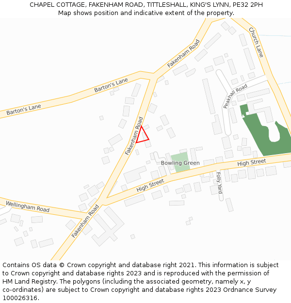 CHAPEL COTTAGE, FAKENHAM ROAD, TITTLESHALL, KING'S LYNN, PE32 2PH: Location map and indicative extent of plot