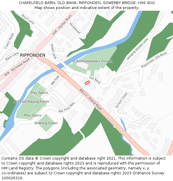 CHAPELFIELD BARN, OLD BANK, RIPPONDEN, SOWERBY BRIDGE, HX6 4DG: Location map and indicative extent of plot