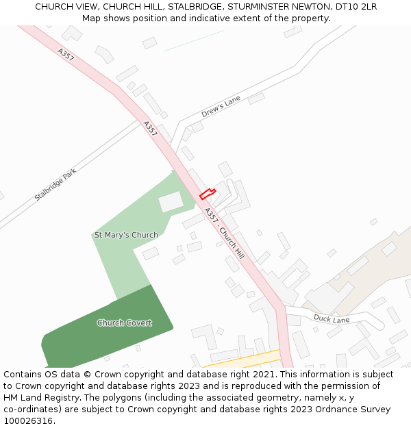 CHURCH VIEW, CHURCH HILL, STALBRIDGE, STURMINSTER NEWTON, DT10 2LR: Location map and indicative extent of plot