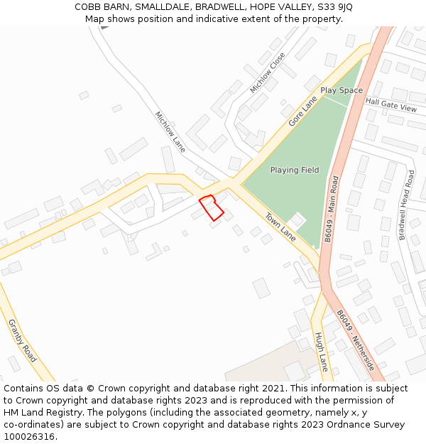 COBB BARN, SMALLDALE, BRADWELL, HOPE VALLEY, S33 9JQ: Location map and indicative extent of plot