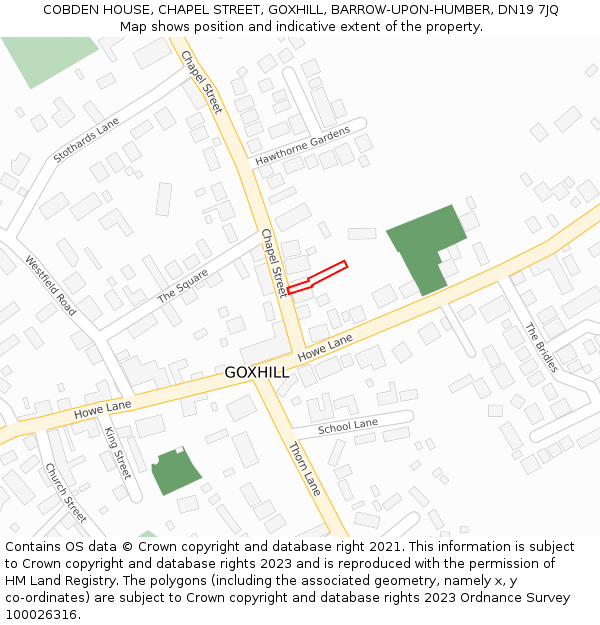COBDEN HOUSE, CHAPEL STREET, GOXHILL, BARROW-UPON-HUMBER, DN19 7JQ: Location map and indicative extent of plot