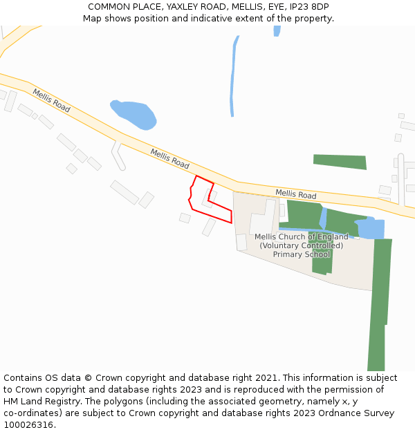 COMMON PLACE, YAXLEY ROAD, MELLIS, EYE, IP23 8DP: Location map and indicative extent of plot