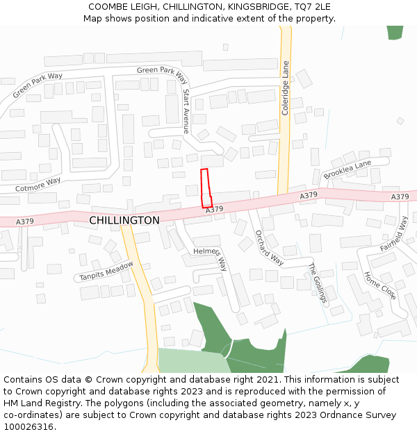 COOMBE LEIGH, CHILLINGTON, KINGSBRIDGE, TQ7 2LE: Location map and indicative extent of plot
