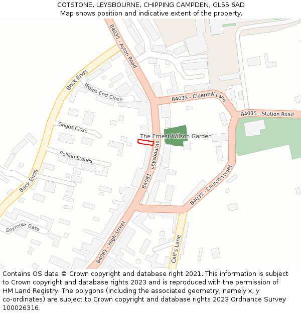 COTSTONE, LEYSBOURNE, CHIPPING CAMPDEN, GL55 6AD: Location map and indicative extent of plot
