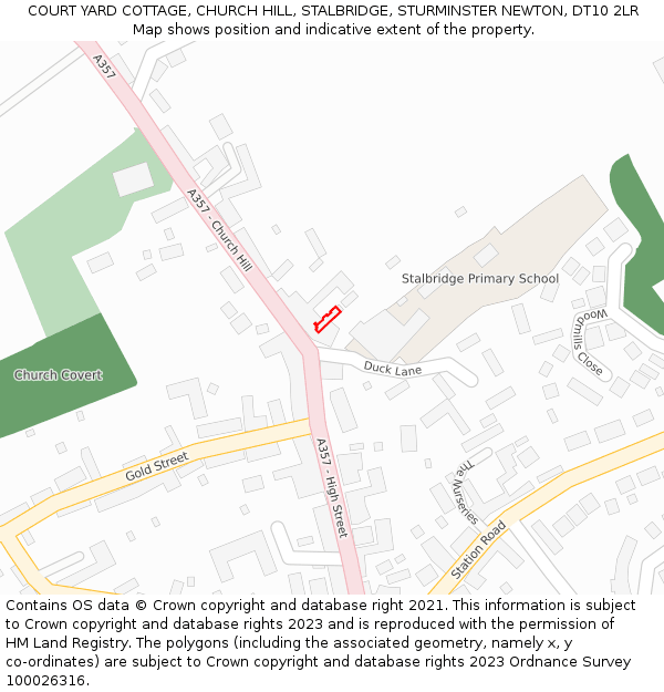 COURT YARD COTTAGE, CHURCH HILL, STALBRIDGE, STURMINSTER NEWTON, DT10 2LR: Location map and indicative extent of plot