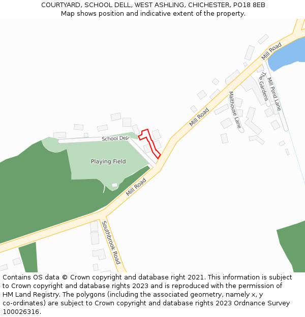 COURTYARD, SCHOOL DELL, WEST ASHLING, CHICHESTER, PO18 8EB: Location map and indicative extent of plot