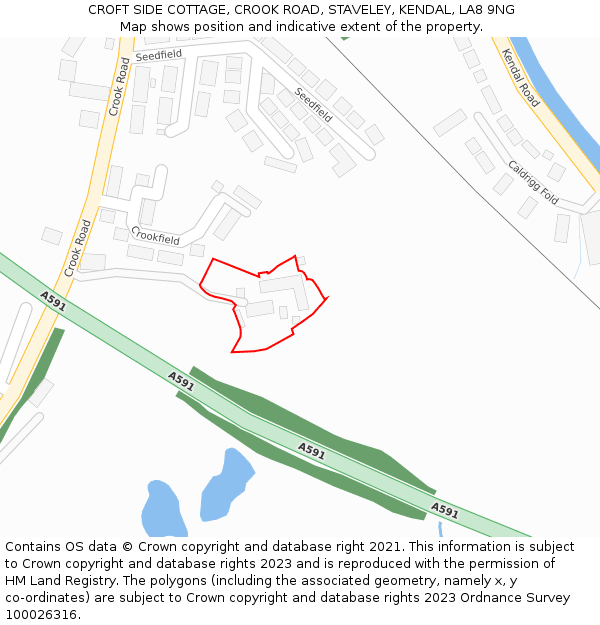 CROFT SIDE COTTAGE, CROOK ROAD, STAVELEY, KENDAL, LA8 9NG: Location map and indicative extent of plot