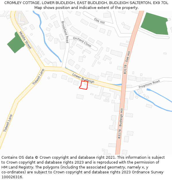 CROMLEY COTTAGE, LOWER BUDLEIGH, EAST BUDLEIGH, BUDLEIGH SALTERTON, EX9 7DL: Location map and indicative extent of plot