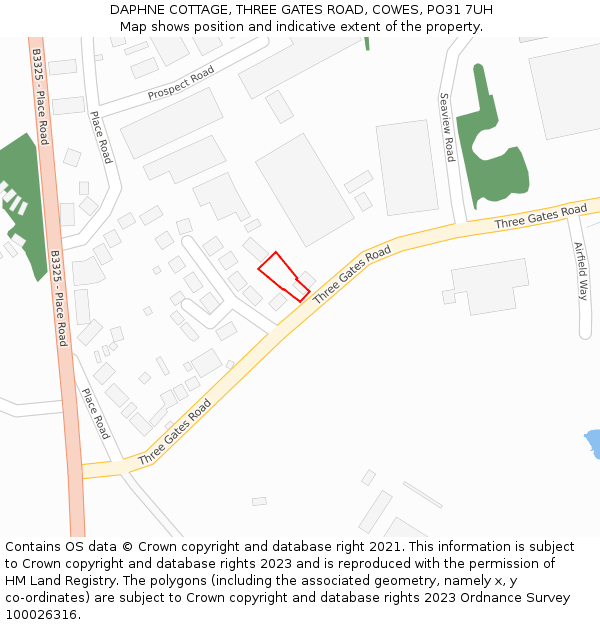 DAPHNE COTTAGE, THREE GATES ROAD, COWES, PO31 7UH: Location map and indicative extent of plot