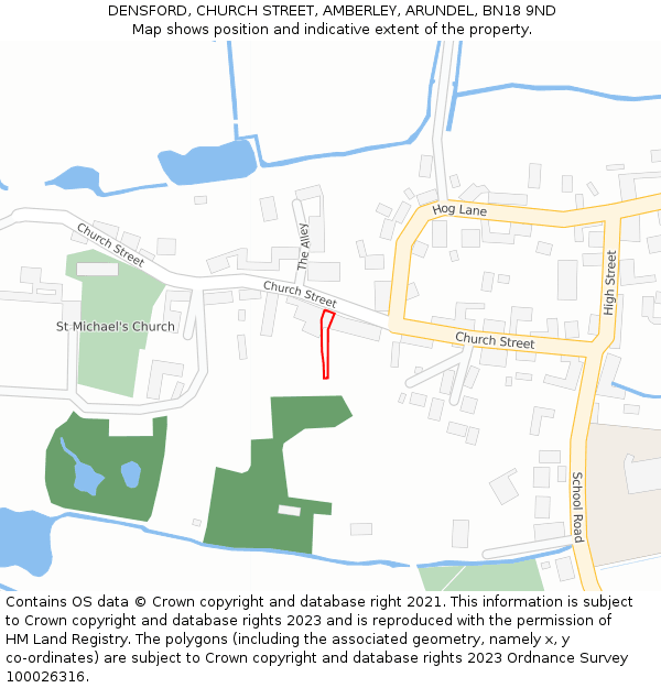 DENSFORD, CHURCH STREET, AMBERLEY, ARUNDEL, BN18 9ND: Location map and indicative extent of plot