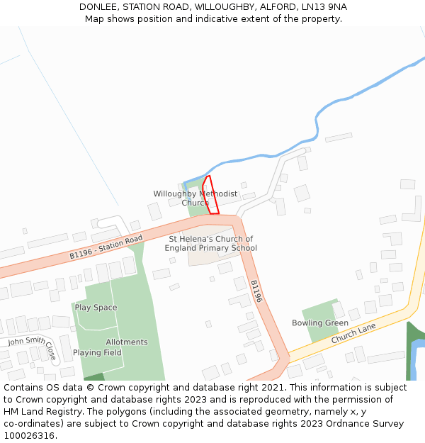 DONLEE, STATION ROAD, WILLOUGHBY, ALFORD, LN13 9NA: Location map and indicative extent of plot