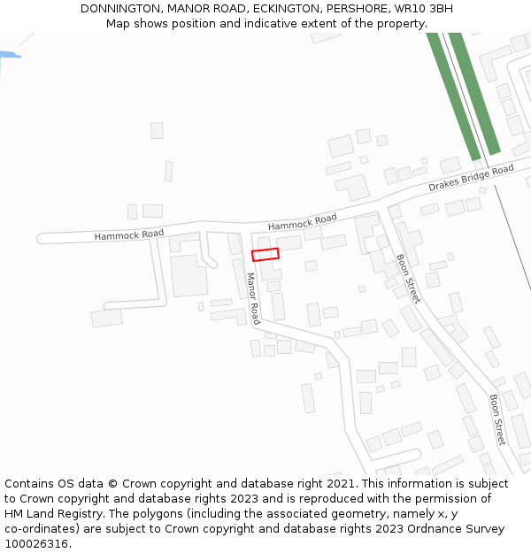 DONNINGTON, MANOR ROAD, ECKINGTON, PERSHORE, WR10 3BH: Location map and indicative extent of plot
