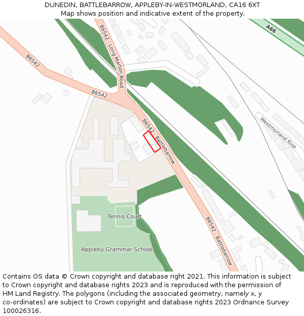 DUNEDIN, BATTLEBARROW, APPLEBY-IN-WESTMORLAND, CA16 6XT: Location map and indicative extent of plot