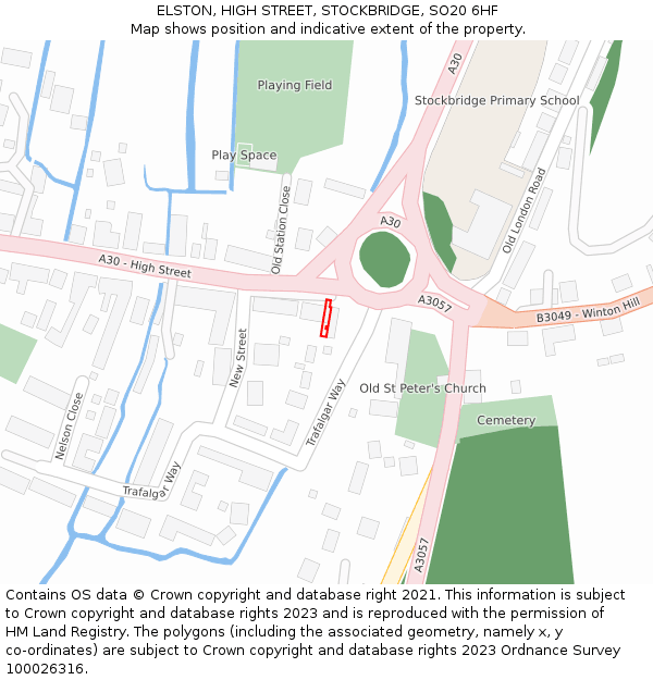 ELSTON, HIGH STREET, STOCKBRIDGE, SO20 6HF: Location map and indicative extent of plot